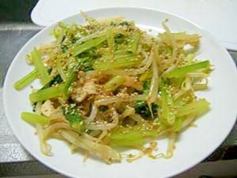 もやしと小松菜の酢醤油炒め